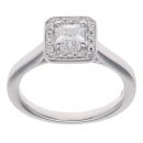 Platinum 0.50ct Square Emerald And Brilliant Cut Diamond Cluster Ring