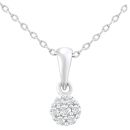 9ct White Gold Diamond Cluster Pendant Necklace