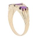 9ct Yellow Gold Amethyst And Cubic Zirconia Three Stone Ring