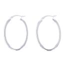 Silver Plain Oval Hoop Earrings By Icesia