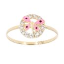 Children's 14ct Yellow Gold Cubic Zirconia Pink Butterfly Ring