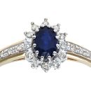 9ct Yellow Gold Sapphire and Diamond Cluster Ring