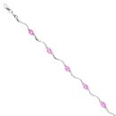 9ct White Gold Created Pink Sapphire and Diamond Bracelet 7"