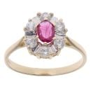 9ct Yellow Gold Cubic Zirconia and Ruby Cluster Ring