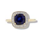 9ct Yellow Gold Created Sapphire And Cubic Zirconia Cluster Ring
