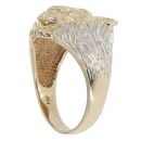 9ct Yellow and White Gold 0.04ct Diamond Lion Ring