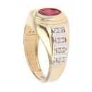 Children's 14ct Yellow And White Gold Red Gemstone And Cubic Zirconia Ring