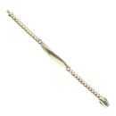 14ct Yellow Gold Monaco ID Curb Plain Lock Blue Enamel Bracelet 5.5"