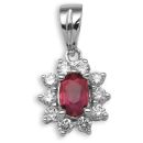 18ct White Gold Ruby and Diamond Pendant