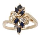 9ct Yellow Gold 0.05ct Diamond And Sapphire Cluster Ring