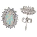 Silver Synthetic Opal And Cubic Zirconia Cluster Stud Earrings By Icesia