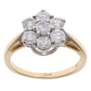 18ct Yellow Gold 1.00ct Brilliant Cut Diamond Cluster Ring