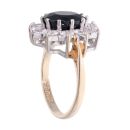 9ct Yellow Gold Sapphire and Cubic Zirconia Cluster Ring