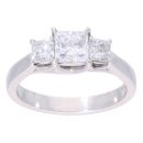 Platinum 1.51ct Princess Cut Diamond Trilogy Ring