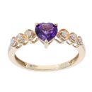 9ct Yellow Gold Created Amethyst And Diamond Fancy Ring