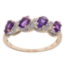9ct Yellow Gold 0.05ct Diamond and Amethyst Dress Ring