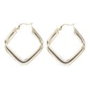 14ct Yellow and White Gold Greek Key Trio Square Hoop Earrings