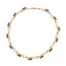 14ct Yellow Gold Garnet and Diamond Bracelet 7"