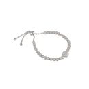 Sterling Silver Floral Cubic Zirconia Toggle Bracelet