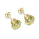 9ct yellow gold 7mm light peridot CZ stud Earrings