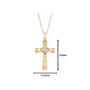 18ct Yellow ﻿Gold on Sterling Silver Diamond Celtic Claddagh Cross Pendant Necklace