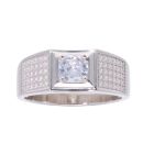 Silver Cubic Zirconia Signet Ring by Icesia