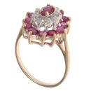 9ct Yellow Gold 0.08ct Diamond And Ruby Cluster Ring
