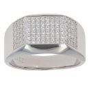 Silver Cubic Zirconia Rectangular Signet Ring By Icesia