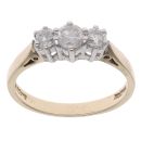 9ct Yellow Gold 0.50ct Brilliant Cut Diamond Trilogy Ring