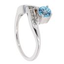 9ct White Gold Created Blue Topaz and Diamond Ring