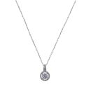 Silver Cubic Zirconia Halo Pendant and Chain 18"