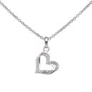 925 Sterling Silver Cubic Zirconia Heart Pendant and Chain 18"