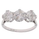 18ct White Gold 3.15ct Brilliant Cut Diamond Trilogy Ring