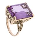 9ct Yellow Gold Amethyst Single Stone Ring