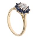 18ct Yellow Gold 0.10ct Diamond And Sapphire Cluster Ring