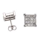 14ct White Gold 1.40ct Princess Cut Diamond Cluster Stud Earrings
