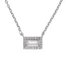 Silver Cubic Zirconia Rectangular Pendant and Chain 18"