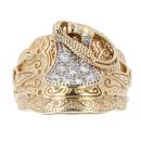 9ct Yellow Gold Cubic Zirconia Patterned Saddle Ring