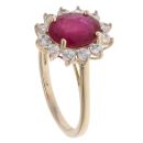 9ct Yellow Gold Ruby And Cubic Zirconia Cluster Ring