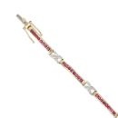 9ct Yellow and White Gold 0.05ct Diamond and Ruby Bracelet 7"