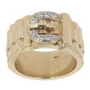 9ct Yellow Gold Cubic Zirconia Watch Strap Style Buckle Ring