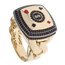 14ct Yellow Gold Monaco Black Cubic Zirconia Signet Ring