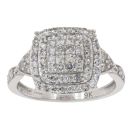 9ct White Gold Brilliant Cut 1.00ct Diamond Cluster Ring