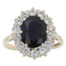 9ct Yellow Gold Cubic Zirconia and Sapphire Cluster Ring