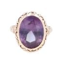 9ct Yellow Gold Single Stone Amethyst Ring