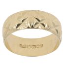 18ct Yellow Gold Patterned Wedding Band 6.8mm