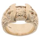 9ct Yellow Gold Patterned Double Buckle Ring