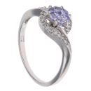 9ct White Gold 0.10ct Diamond and Tanzanite Cluster Ring
