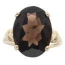 9ct Yellow Gold Smoky Quartz Single Stone Ring