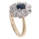9ct Yellow Gold 0.05ct Diamond And Sapphire Floral Cluster Ring